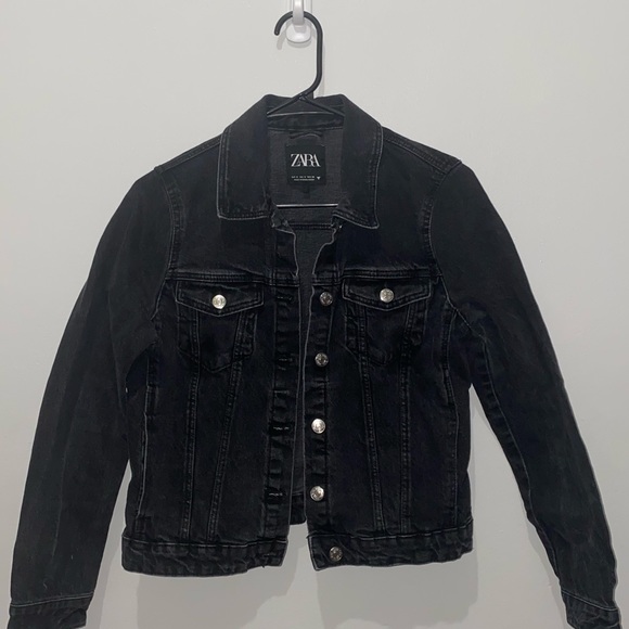 Zara Denim Jacket in washed black size S - Picture 1 of 4